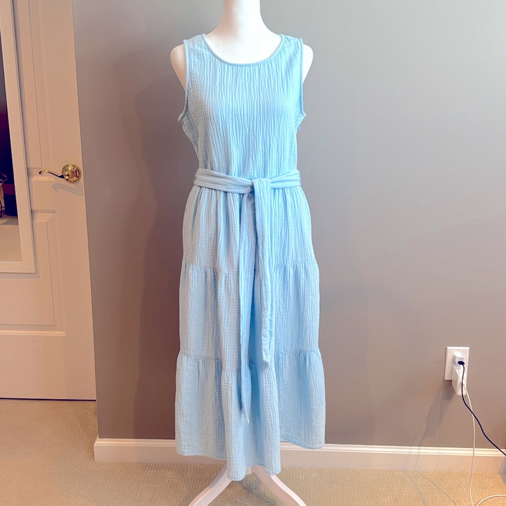 J.Crew Gauze Midi Dress Size 8 Light Blue